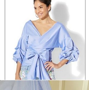 NY&CO RUFFLE SLEEVE WRAP blouse